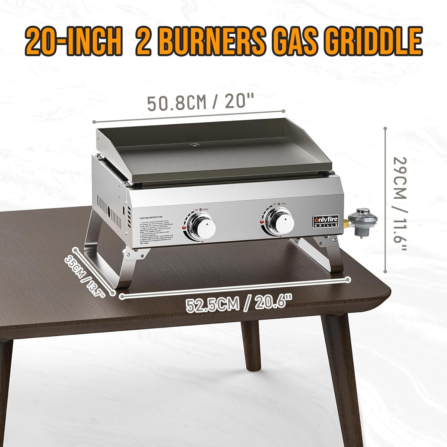 ONLYFIRE 2-Burner Stainless Steel Tabletop Flat Top Gas Griddle (Model GS319)