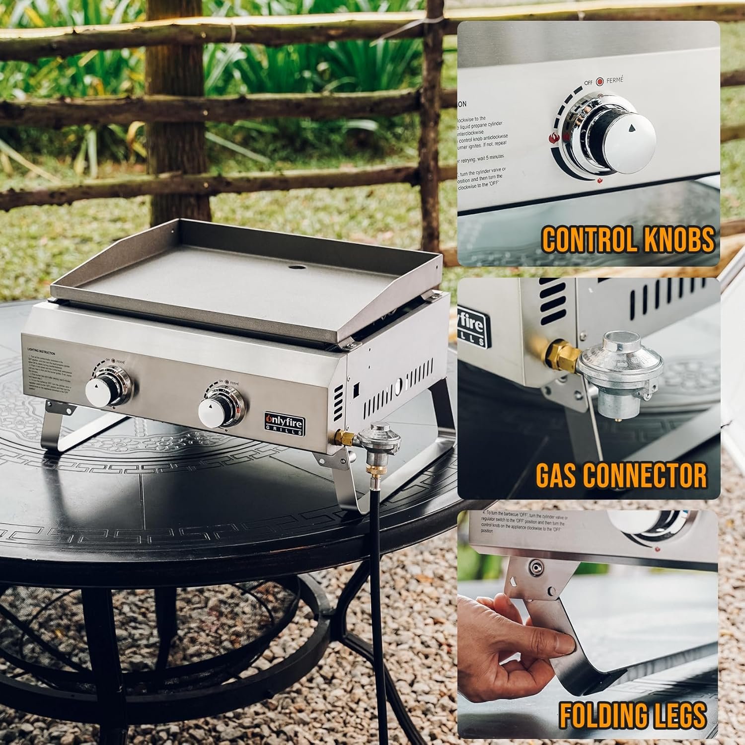 ONLYFIRE 2-Burner Stainless Steel Tabletop Flat Top Gas Griddle (Model GS319)