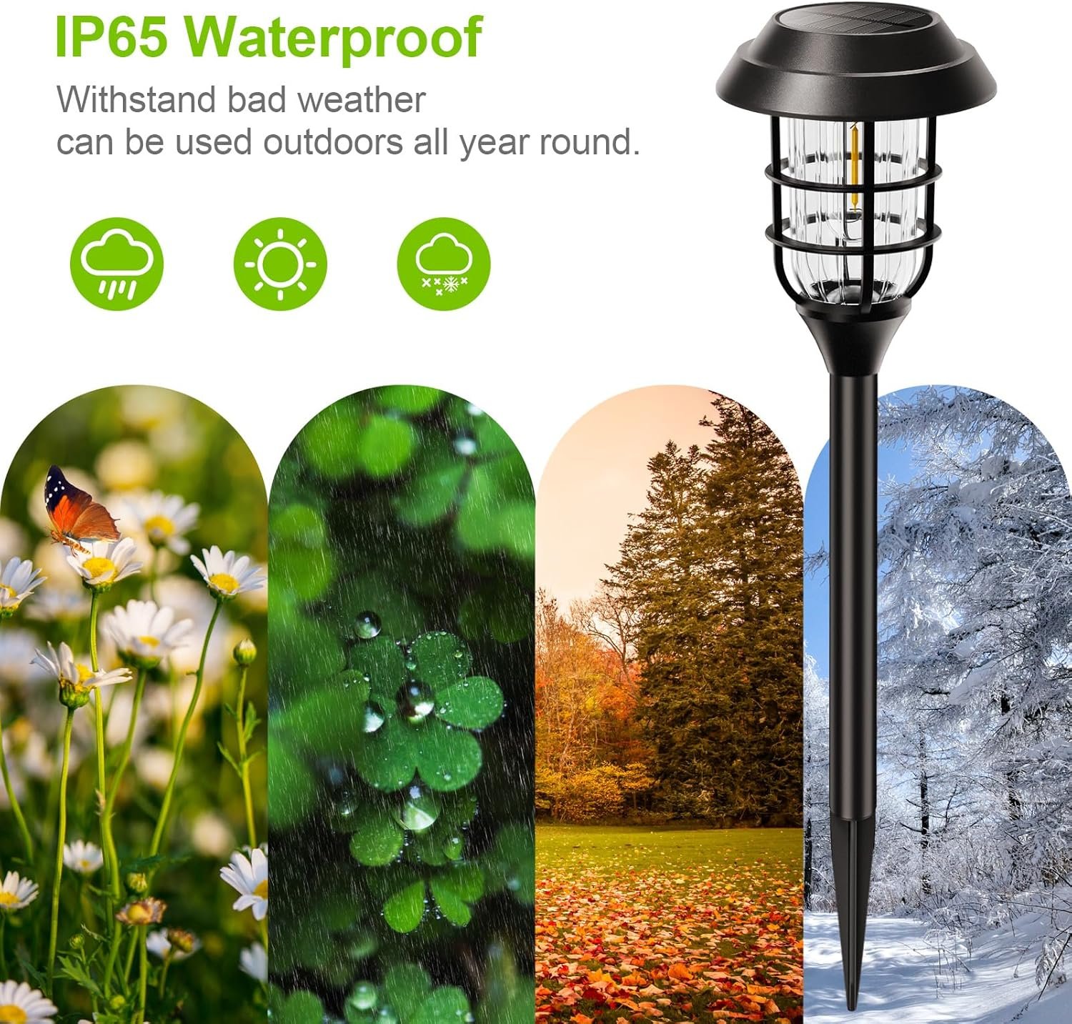 LETMY 8-Pack Waterproof Solar Outdoor Pathway Landscape Lights with Auto On/Off