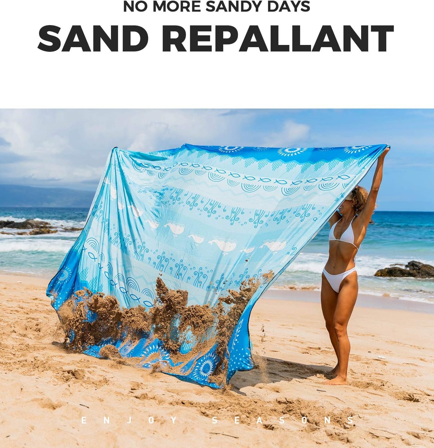 OCOOPA Oversized XXL Sand-Proof Beach Blanket (10′ x 9′ Portable Waterproof Mat, Bohemia)