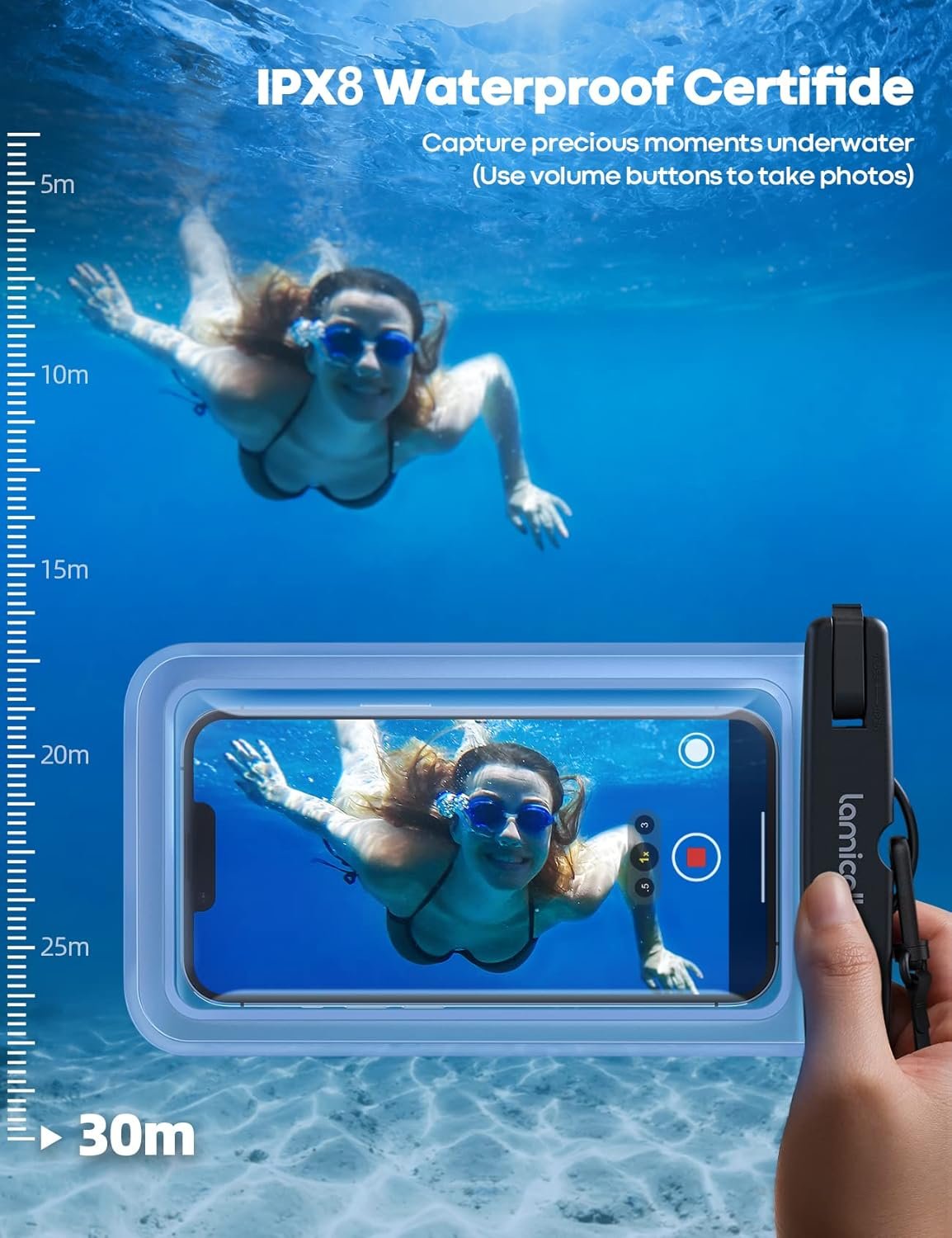 Lamicall 2-Pack IPX8 Waterproof Phone Pouch Dry Bag with Lanyard