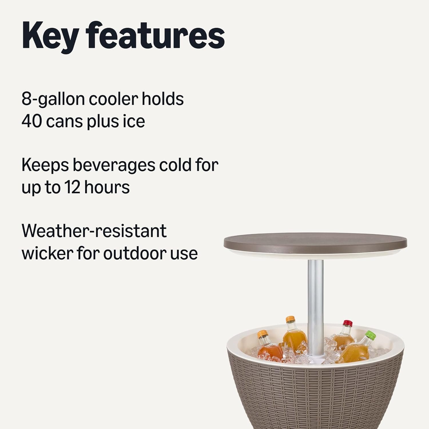 Amazon Basics – Patio Bar Table with 8 Gallon Cooler, Wicker Style